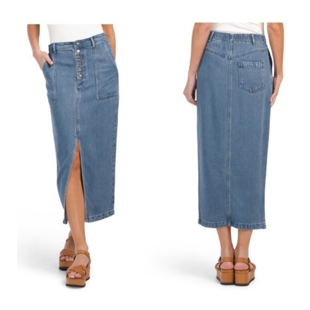 Young Fabulous & Broke Dara Button Front Midi‎ Denim Skirt - Size Small